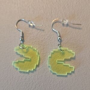 Neon Green Pixelated Earrings
